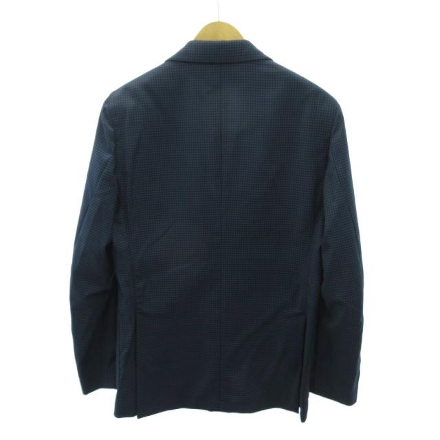【中古】ラルディーニ LARDINI 美品 スーツ セットアップ テーラードジャケット パンツ チェック柄 ウール 48 紺_2