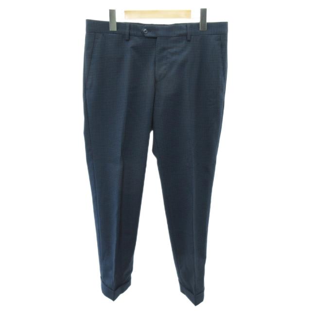 【中古】ラルディーニ LARDINI 美品 スーツ セットアップ テーラードジャケット パンツ チェック柄 ウール 48 紺_3