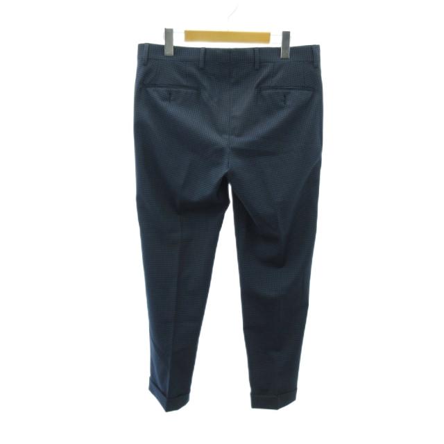 【中古】ラルディーニ LARDINI 美品 スーツ セットアップ テーラードジャケット パンツ チェック柄 ウール 48 紺_4