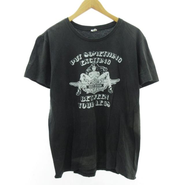 【中古】ヴィンテージ VINTAGE 00s ハーレーダビッドソン エンブレム プリント Tシャツ ジョーク 半袖 黒 ブラック F