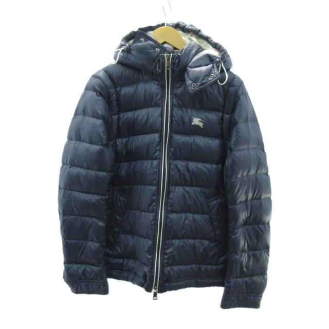 【中古】バーバリーブラックレーベル BURBERRY BLACK LABEL 美品 2WAY ホース刺繍 ダウンジャケット 紺 ネイビー L
