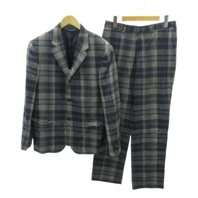 【中古】ハントブラッチフォード HUNT BLATCHFORD シングルスーツ ジャケット パンツ チェック グレー系