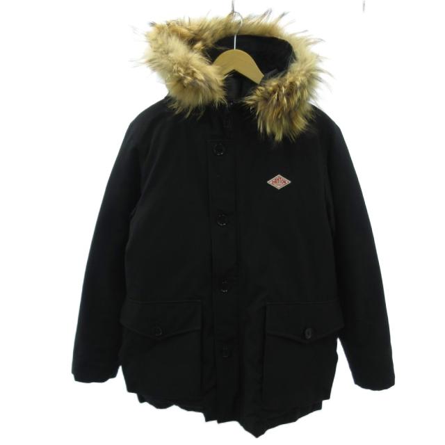 【中古】ダントン DANTON ダウンジャケット フード ラクーン ファー ロゴ 刺繍 38 黒 ブラック 1222 メンズ