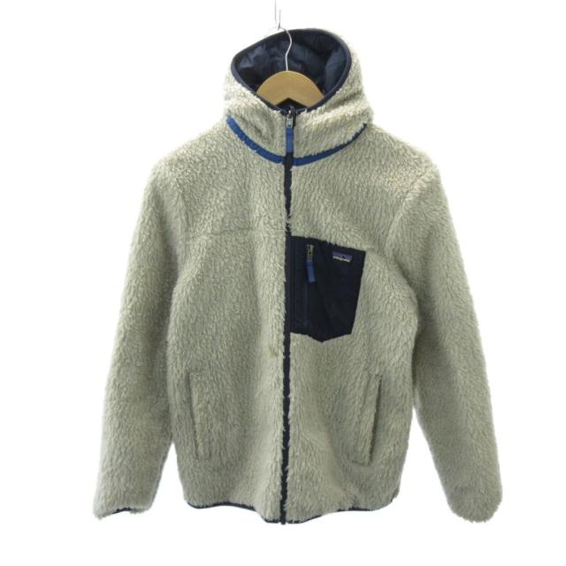 【中古】パタゴニア Patagonia リバーシブル ボア ジャケット ブルゾン ハイネック XXL ベージュ 紺 ネイビー