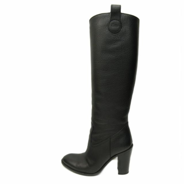 【中古】グッチ GUCCI ロング ブーツ レザー ヒール 黒 ブラック 37 約23.5cm 317032 レディース_1
