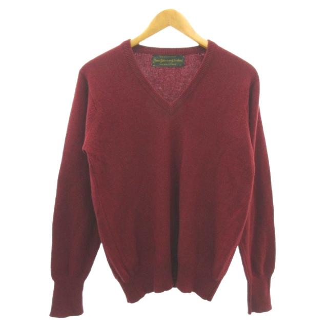 【中古】ヴィンテージ VINTAGE ジョンストンズ 80s カシミヤ100％ ニット セーター スコットランド製 ボルドー 38 約M