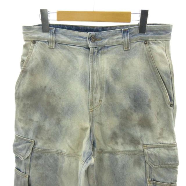 【中古】ディーゼル DIESEL 美品 近年 デニム カーゴパンツ ヴィンテージ加工 28 インディゴブルー D-FISH-CARGO-S1