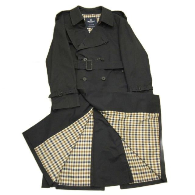 【中古】アクアスキュータム AQUASCUTUM 近年 KINGSGATE キングスゲート トレンチコート 裏地チェック 英国製 紺 ネイビー 40 約L メンズ