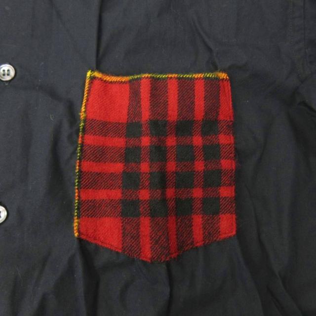 【中古】コムデギャルソンシャツ COMME des GARCONS SHIRT フランス製 シャツ ポケット 切替 チェック 長袖 XS 紺_3