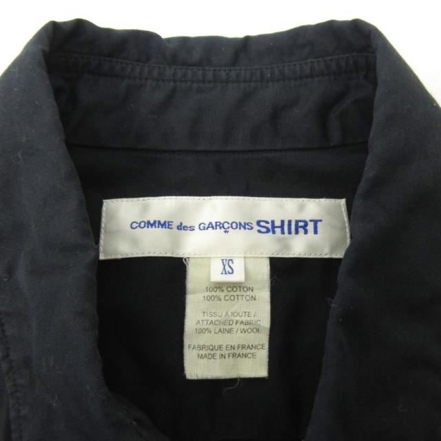 【中古】コムデギャルソンシャツ COMME des GARCONS SHIRT フランス製 シャツ ポケット 切替 チェック 長袖 XS 紺_5
