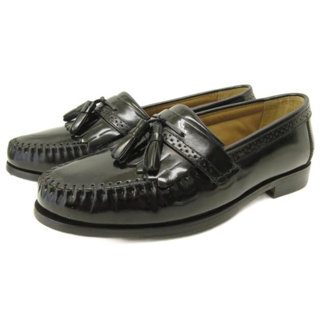 【中古】ジーエイチバス G.H.Bass & Co. NILES キルト タッセル ローファー フリンジ 革靴 7.5 約25.5cm 黒 ブラック