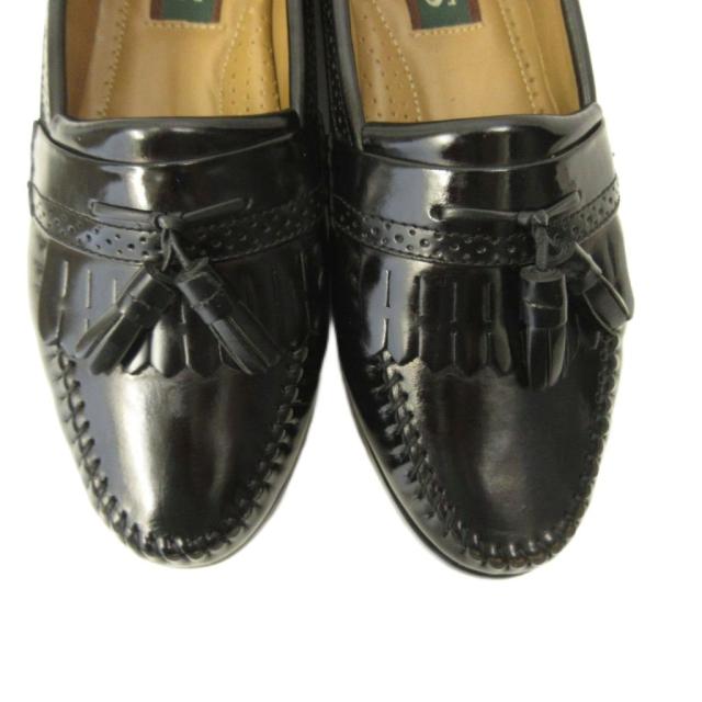 【中古】ジーエイチバス G.H.Bass & Co. NILES キルト タッセル ローファー フリンジ 革靴 7.5 約25.5cm 黒 ブラック_2