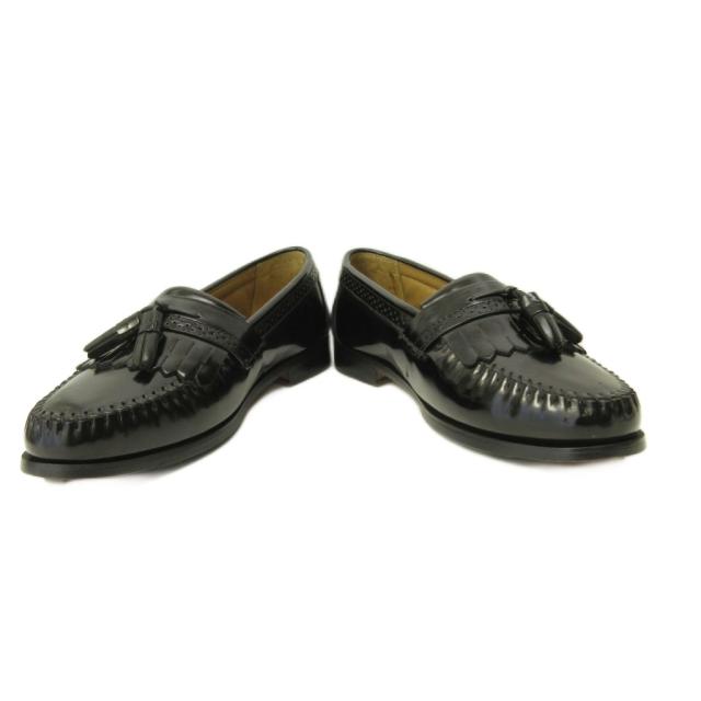 【中古】ジーエイチバス G.H.Bass & Co. NILES キルト タッセル ローファー フリンジ 革靴 7.5 約25.5cm 黒 ブラック_4