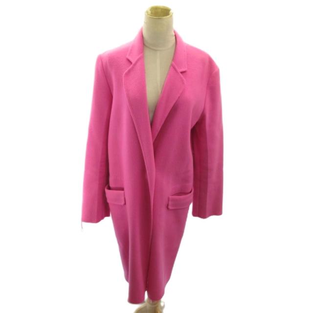 【中古】ヘルムートラング HELMUT LANG 18AW チェスターコート ウール カシミヤ混 ロング丈 S ピンク 0331 レディース