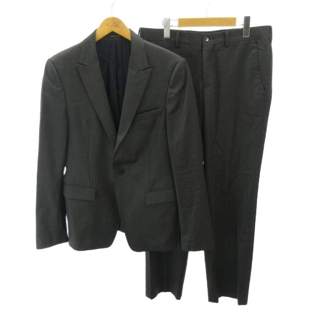 【中古】エンポリオアルマーニ EMPORIO ARMANI スーツ セットアップ ジャケット パンツ 総裏 シングル 46 黒 グレー