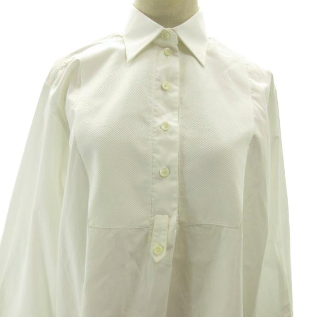 【中古】セリーヌ CELINE フィービー期 タキシードシャツ ブラウス ハーフボタン 白 ホワイト 36 約S レディース_4
