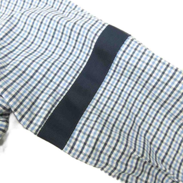 【中古】トムブラウン THOM BROWNE ボタンダウン BDシャツ チェック柄 長袖 USA製 00 白 青 ホワイト ブルー 0419_5