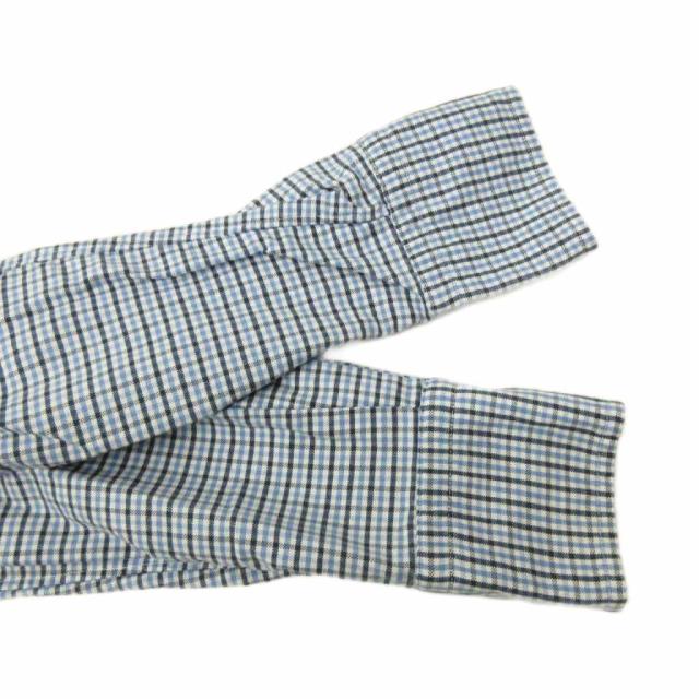 【中古】トムブラウン THOM BROWNE ボタンダウン BDシャツ チェック柄 長袖 USA製 00 白 青 ホワイト ブルー 0419_6