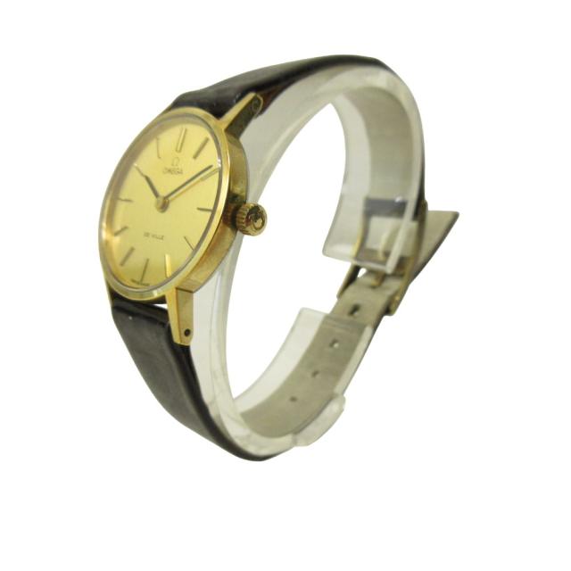 【中古】ゼロ OMEGA DE VILLE 天魔波旬 ウオッチ ご覧なさる 手一巻き 2針 なめし革 胴締め ゴールド色合い 黒 黒いこと 0423