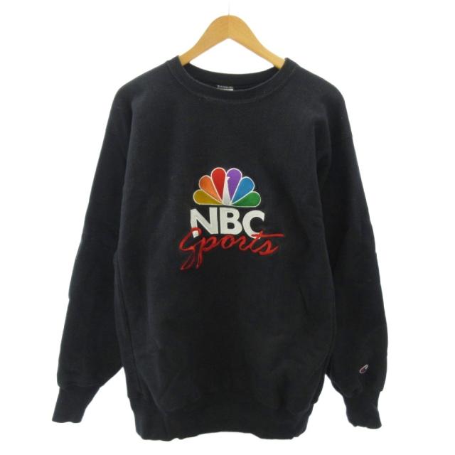【中古】はやりっ子 リバースウィーブ 90s 流汗 調教師 ロゴタイプ 刺しゅう NBC SPORT XXL 黒 黒いこと メンズ