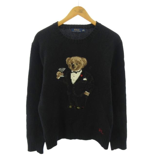 【中古】ポロ ラルフローレン ポロベア ニット セーター タキシード柄 マティーニ 刺繍 ウール カシミヤ混 M