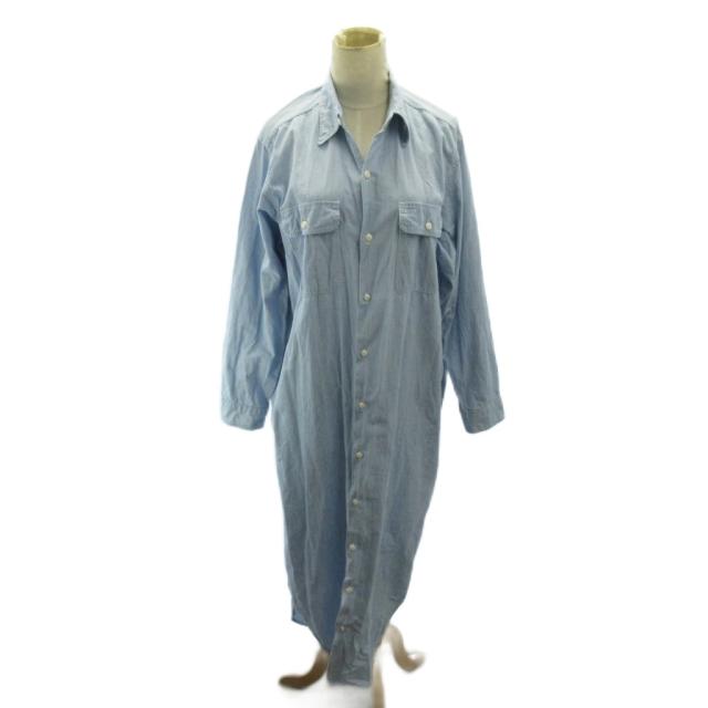 【中古】マディソンブルー MADISONBLUE 美品 ハンプトンシャンブレーシャツワンピース コットン マキシ丈 01 水色