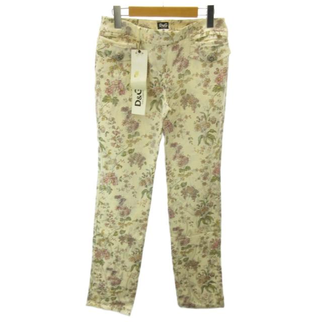 【中古】未使用品 ディー&ジー ドルガバ ドルチェ&ガッバーナ D&G タグ付 パンツ スラックス 花柄 ストレート Y2K 26