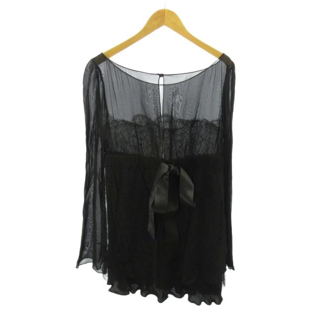 【中古】未使用品 レッド ヴァレンティノ RED VALENTINO フォーマル シャツ ブラウス シースルー 切替 レース 42 黒
