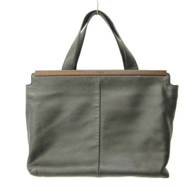 【中古】ロエベ LOEWE トートバッグ レザー ウッド 黒 ブラック 0607 ■STK レディース