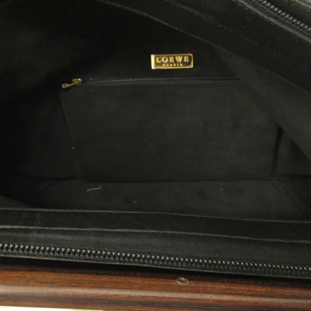 【中古】ロエベ LOEWE トートバッグ レザー ウッド 黒 ブラック 0607 ■STK レディース_5