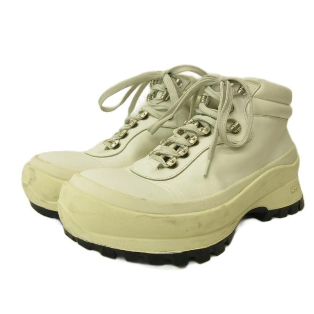 【中古】ジルサンダー JIL SANDER 21AW ハイキング ワークブーツ シューズ 厚底 レザー 38 25.0cm 白 ホワイト 0607