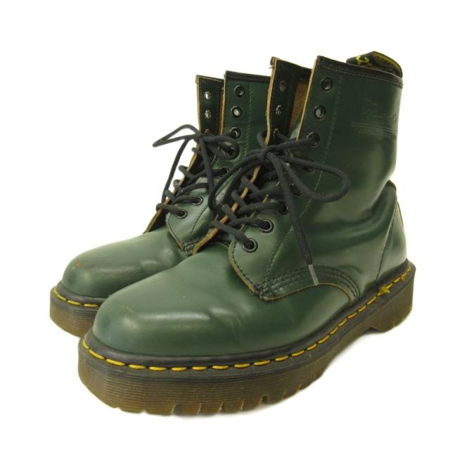 【中古】お医者さんマーチン DR.MARTENS 1460 8大広間 ブーツ シューズ なめし革 厚底 イングランド製 緑 緑であること
