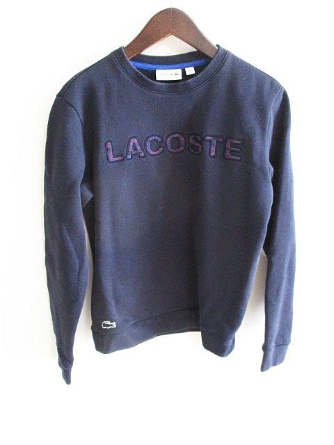 【中古】ラコステ LACOSTE トレーナー ロゴ 長袖 ネイビー XS メンズ
