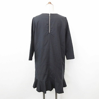 中古 シンプリシテェ Simplicite ワンピース 膝丈 八分袖 クルーネック 切替 フリル 後ろジップアップ 配色裏地 黒 38 レディースの通販はau Pay マーケット ブランド古着のベクトル