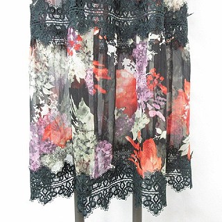 中古 フレイアイディー ワンピース スタンドカラー ロング丈 長袖 総柄 花柄 レース 緑 オレンジ 0 レディースの通販はau Pay マーケット ブランド古着のベクトル