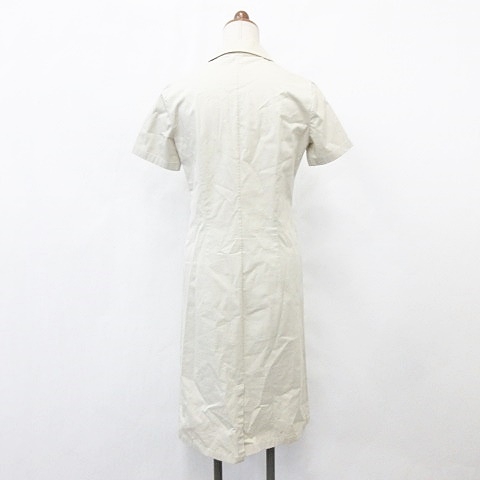 中古 ポールカ ワンピース ひざ丈 開襟シャツ 半袖 比翼 ジップアップ ポケット タブ ベージュ 38 レディースの通販はau Wowma ブランド古着のベクトル