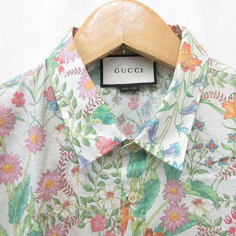中古 未使用品 グッチ Gucci シャツ 長袖 花柄 大きい 綿 白 オフホワイト 緑 グリーン オレンジ ピンク ブルー 46 18 メンズの通販はau Pay マーケット ブランド古着のベクトル
