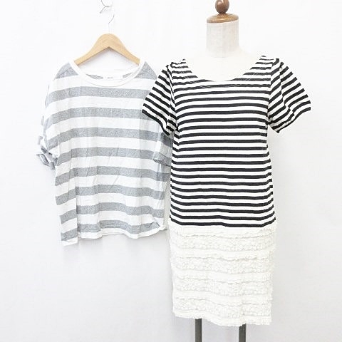 中古 未使用品 ローリーズファーム Niko And ニコアンド ワンピース カットソー 2枚セット ボーダー 黒 アイボリー グレー L 4の通販はau Pay マーケット ブランド古着のベクトル