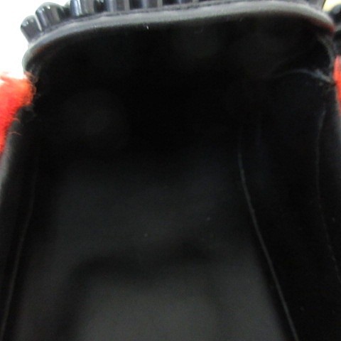 【中古】未使用品 フェンディ FENDI バックバグズ モンスター スリッポン ビーズ スタッズ スエード ブラック レッド 黒 赤 9 ☆AA★