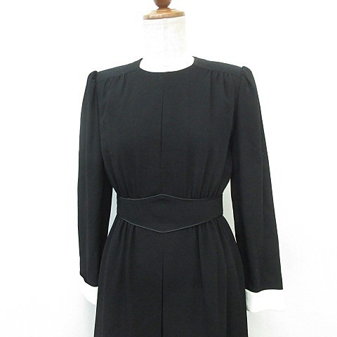 中古 tokyosoir 東京ソワール ブラックフォーマル ワンピース 長袖 喪服 セレモニー 黒ブラック 白 ホワイト 5 レディース au pay マーケット