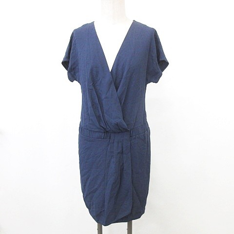 中古 パトリツィアペペ patrizia pepe ワンピース チュニック 半袖 カシュクール ひざ丈 スナップボタン 紺 40 au pay マーケット