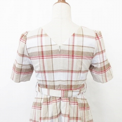 中古 ダズリン Dazzlin ワンピース ミニ丈 五分袖 Uネック チェック タック フレアー ベルト グレー 赤 茶 S レディースの通販はau Pay マーケット ブランド古着のベクトル