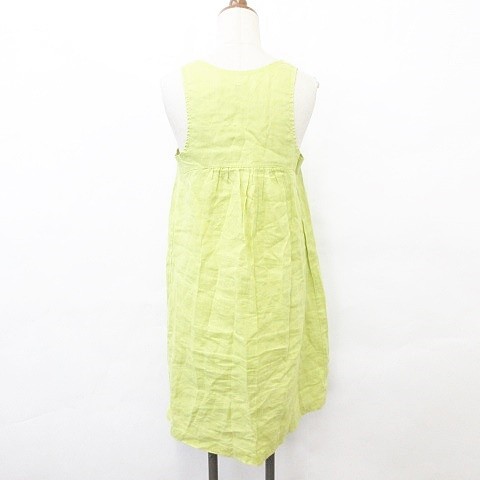 中古 ザラ ベーシック zara basic ワンピース ひざ丈 ノースリーブ クルーネック 緑 黄緑 s レディース au pay マーケット