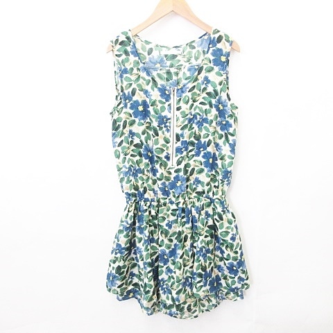 中古 レトロガール コンビネゾン オールインワン ノースリーブ ショートパンツ オバースカート 花柄 白 緑 青 M レディースの通販はau Pay マーケット ブランド古着のベクトル