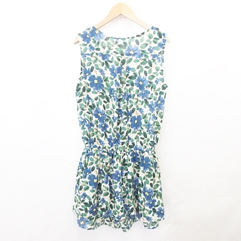 中古 レトロガール コンビネゾン オールインワン ノースリーブ ショートパンツ オバースカート 花柄 白 緑 青 M レディースの通販はau Pay マーケット ブランド古着のベクトル