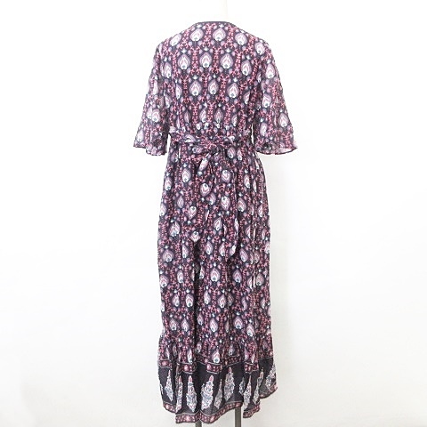中古 ヌキテパ Ne Quittez Pas アダムエロペ ワンピース 七分袖 Vネック ロング丈 裏地付 総柄 パープル ネイビーの通販はau Pay マーケット ブランド古着のベクトル