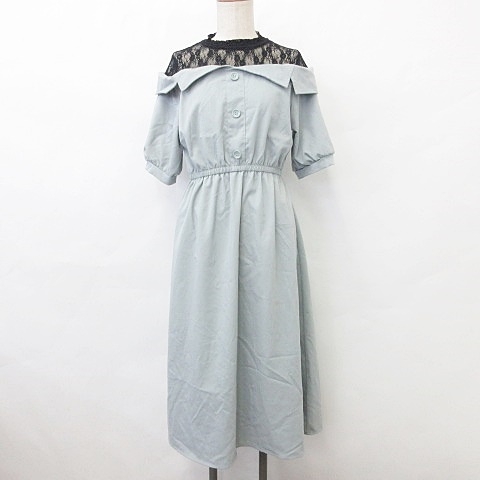 中古 Magic Sound マジックサウンド ワンピース ロング丈 半袖 レーヤード レース ハイネック グレー 黒 ブラック M レディースの通販はau Pay マーケット ブランド古着のベクトル