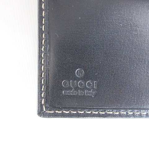 中古】グッチ GUCCI 財布 二つ折り 小物 ゴムバンド レザー 黒 赤 白 