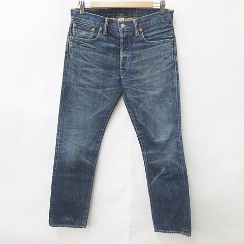 【中古】ダブルアールエル RRL パンツ デニム ジーンズ スリム ストレート ロング ボタンフライ 紺 青 29×30 メンズの通販は