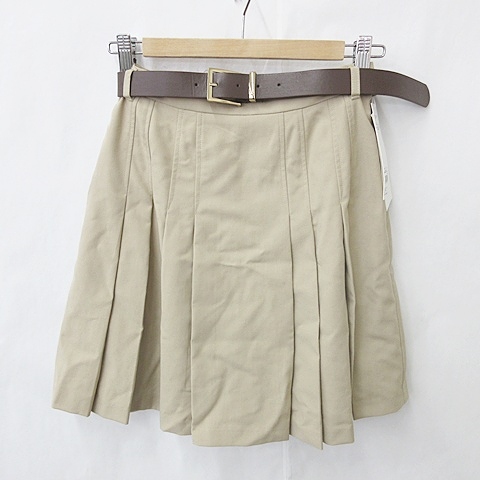 【中古】未使用品 リリーブラウン Lily Brown スカート プリーツ ミニ インナーパンツ ベルト ベージュ 1 レディース